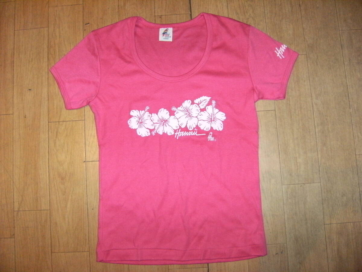 美品 昭和レトロ 90年代★アメリカ製★ハワイ POLY TEE HAWAII Tシャツ★ハイビスカス 南国 海外旅行 グアム サーフィン フラダンス アロハ拍卖
