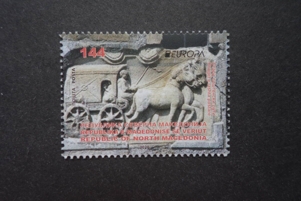 外国切手:北マケドニア切手 「(2020年ヨーロッパ切手)共通テーマ・昔の郵便ルート」 1種完 未使用拍卖