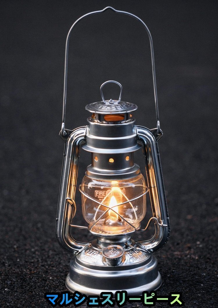 灯油ランタン オイルランプ キャンプ用 アウトドア シルバー FIREHAND 灯油使用 15.5*25.5cm拍卖