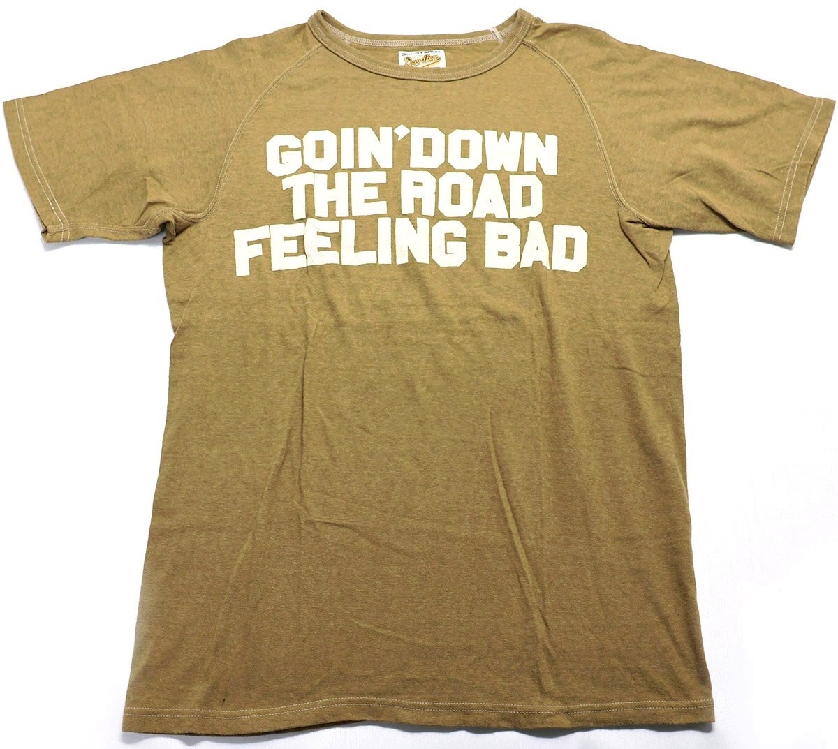 BO'S GLAD RAGS (ボーズグラッドラグス) フリーダムTシャツ “LONESOME ROAD BLUES” 美品 カーキ size S / バーンストーマーズ拍卖