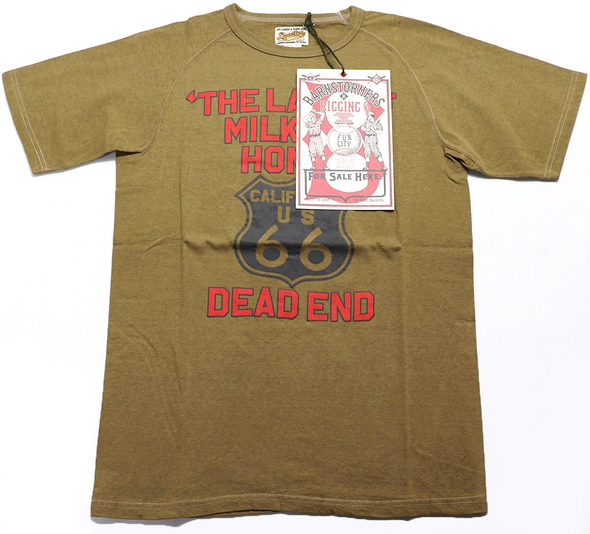 BARNSTORMERS (バーンストーマーズ) フリーダムスリーブ ブリーチャーズTシャツ “Lamd Of Milk And Honey” 未使用品 カーキ size S拍卖