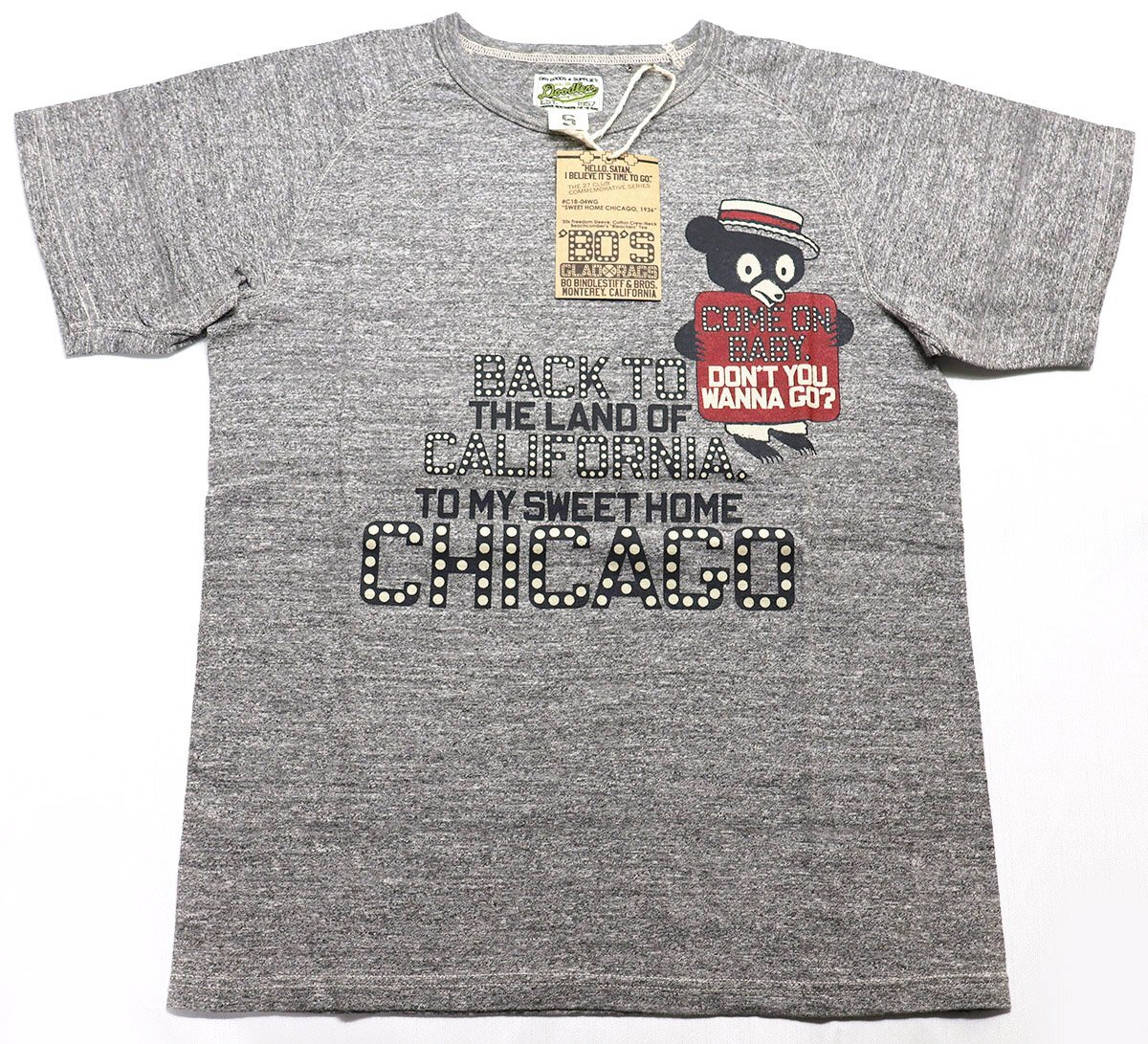 BO'S GLAD RAGS (ボーズグラッドラグス) フリーダムTシャツ “Sweet Home Chicago” 未使用品 グレー size S / バーンストーマーズ拍卖