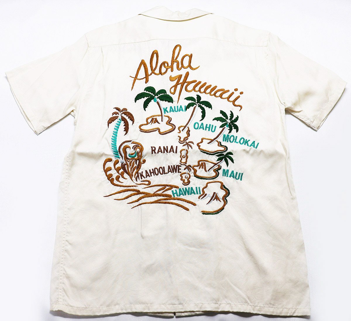 cushman (クッシュマン) Embroidery Rayon Open Shirts / 刺繍入り 半袖オープンシャツ Lot 25681 オフホワイト size S / アロハシャツ拍卖