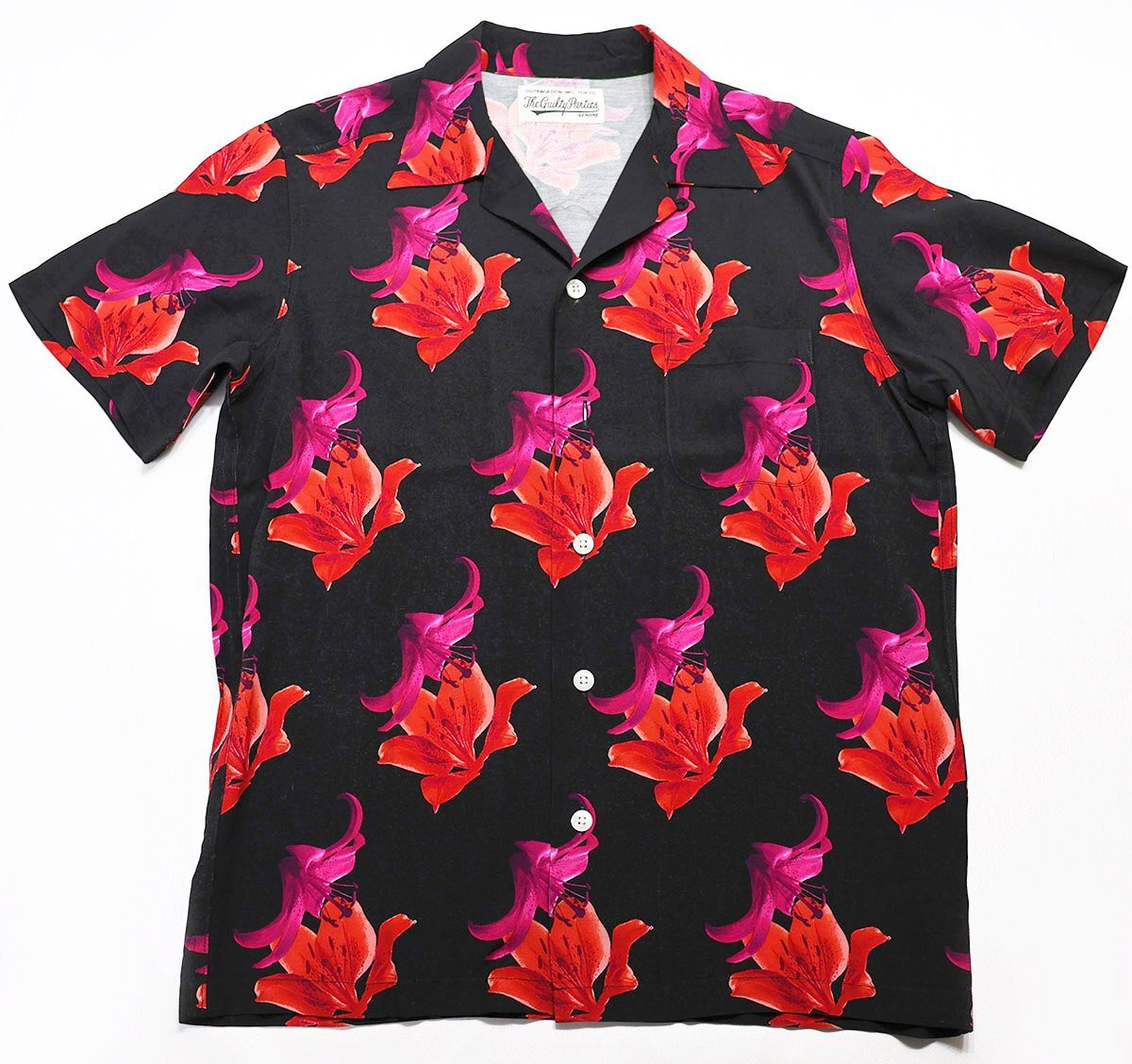 WACKO MARIA (ワコマリア) HAWAIIAN SHIRT S/S / フラワー ハワイアンシャツ ブラック × ワイン size M / 百合 / アロハシャツ拍卖