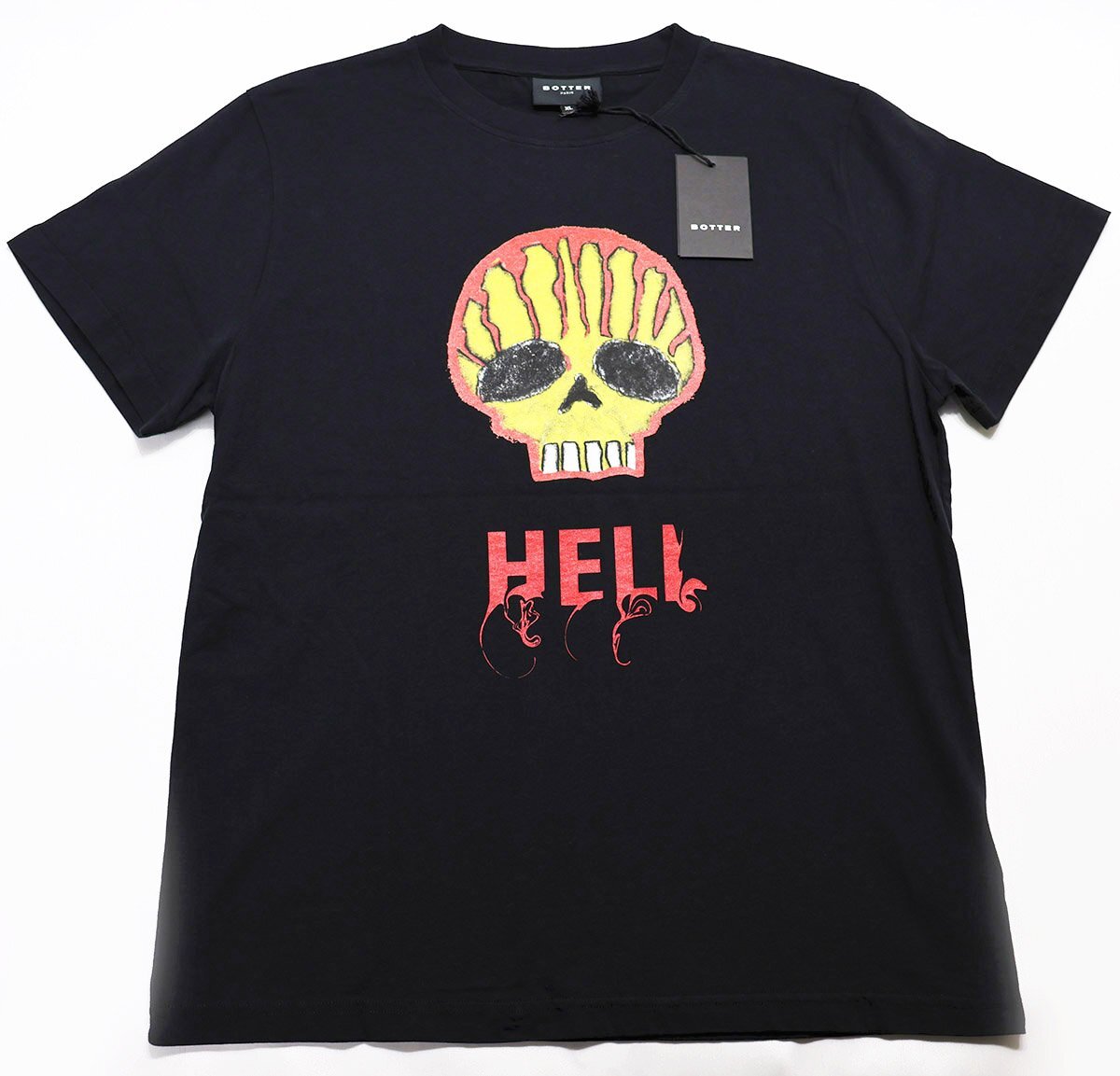 BOTTER (ボッター) Organic Cotton Printed T-shirt - Skull / スカルプリント クルーネックTシャツ 未使用品 ブラック size XL拍卖