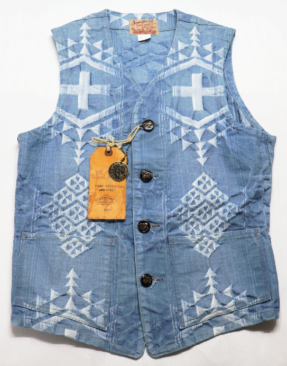 SugarCane (シュガーケーン) 10oz. Native American Denim Work Vest / ネイティブアメリカン デニムワークベスト sc14627 未使用品 36(S)拍卖