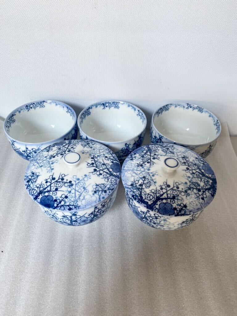 和食器 蓋付 湯呑 5客セット銘あり【中古品】拍卖