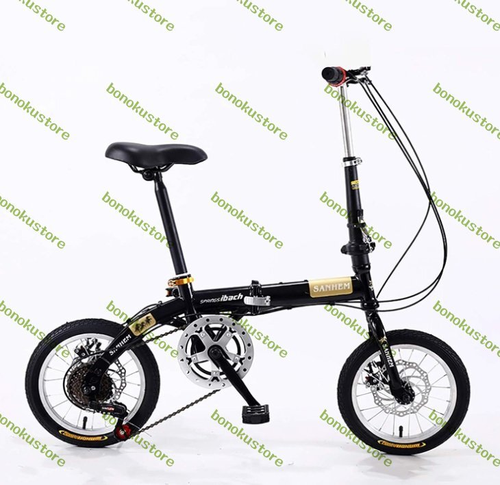 折りたたみ14インチ自転車、5スピードポータブル学生コンパクト自転車アーバン通勤軽量バイク男性女性子供拍卖