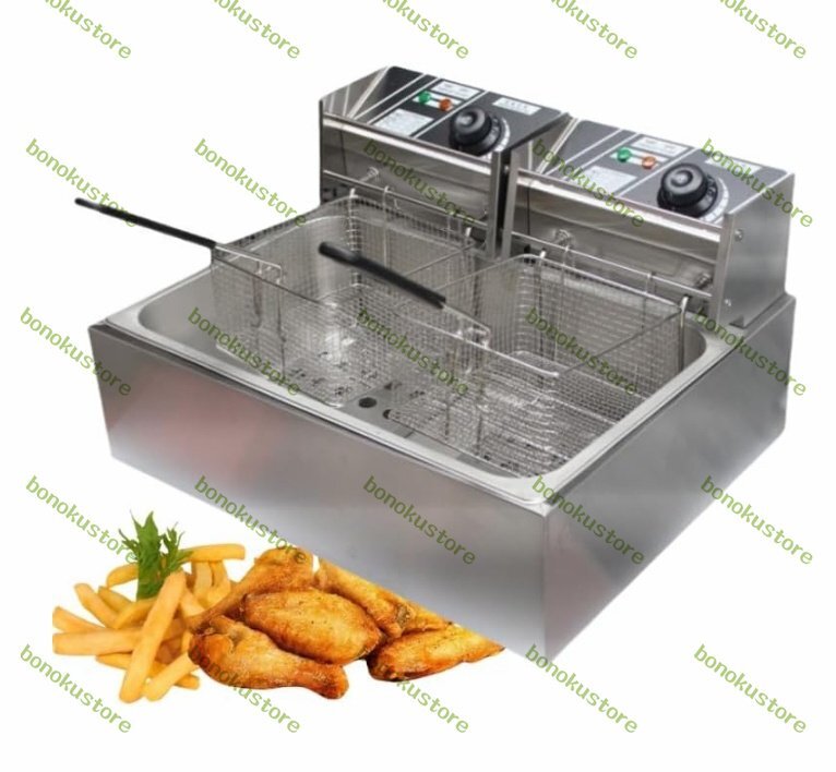 卓上フライヤー 大型ガスフライヤー ステンレス 揚げ物 フライドポテト ポップコーン 2500W 温度調節機能 業務用 家庭用 電気フライヤー (1拍卖