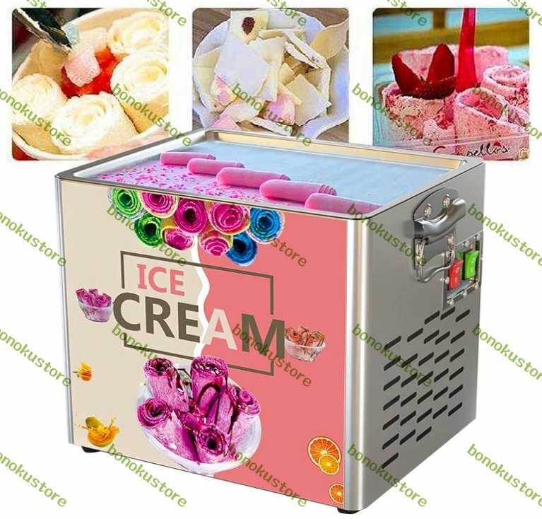 180W商用ロールアイスクリームマシン、30x25cm焼成ディッシュ付きロールアイスクリームメーカー、アイスリームロールメーカー拍卖