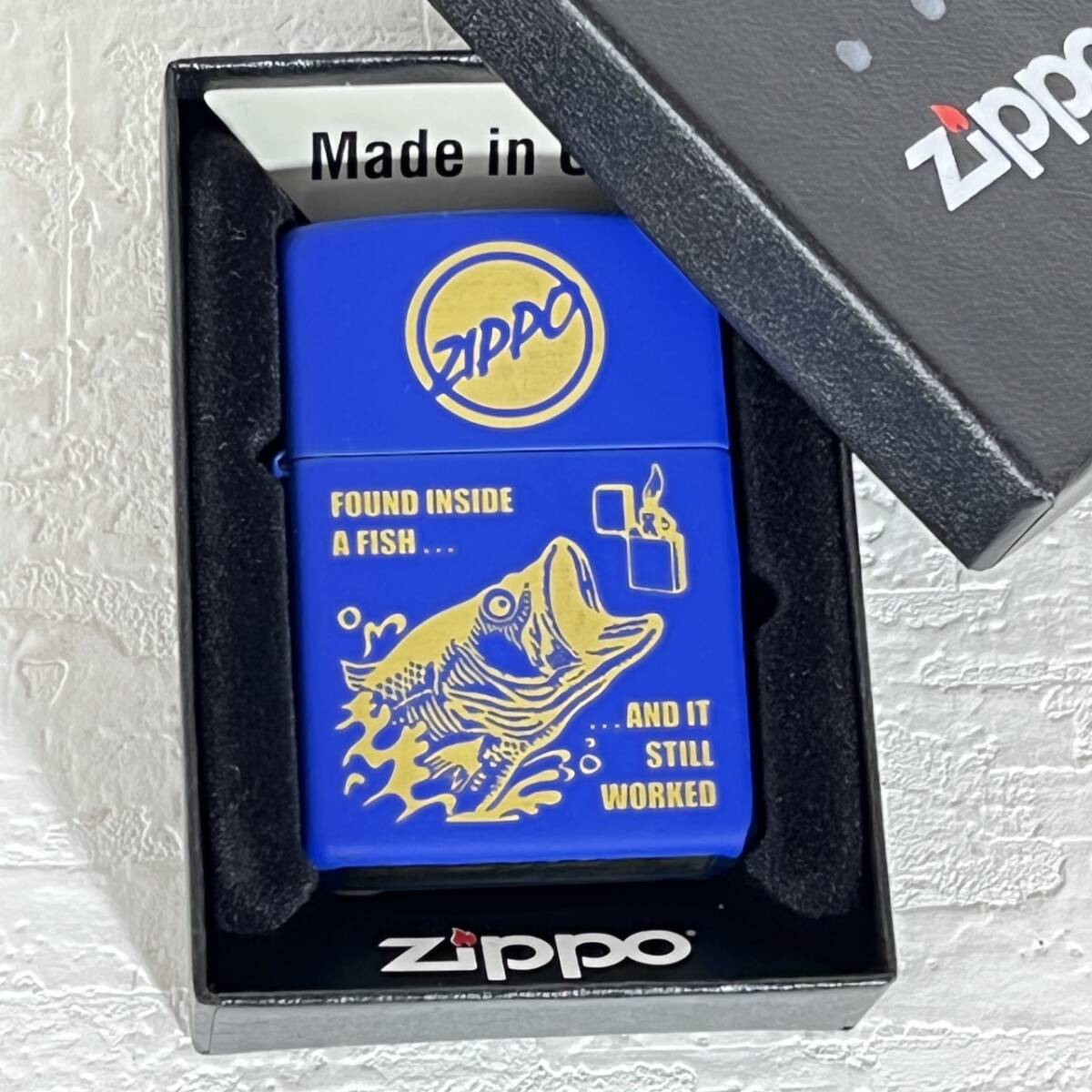 Zippo ジッポ ブラックバス ケース2015.6 インナー2015.5 ライター ブルー マット 箱付き 5拍卖