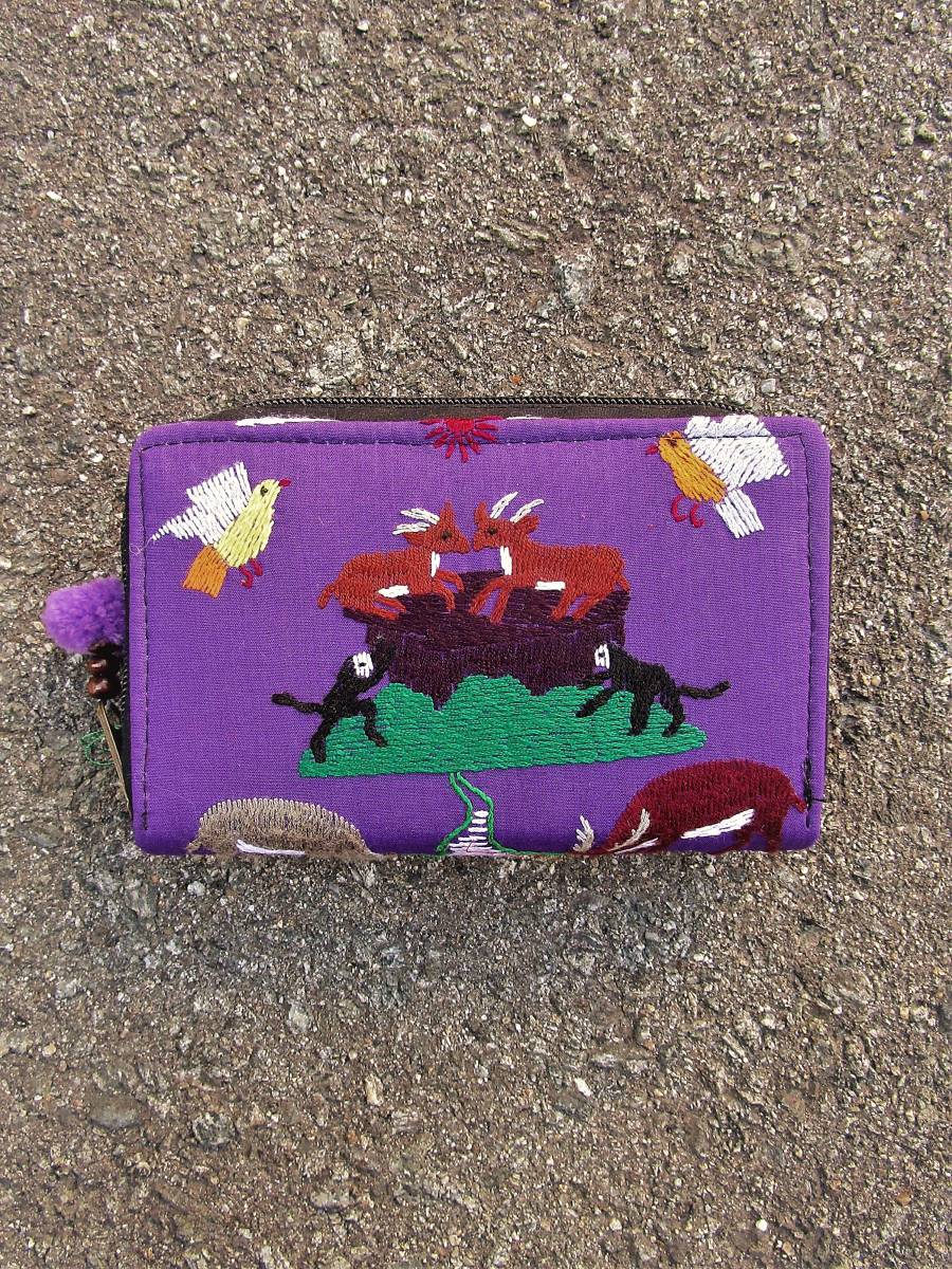 ②新品*男女兼用*ラオス*モン族*手刺繍*ハンドステッチ*財布*動物*アニマル拍卖