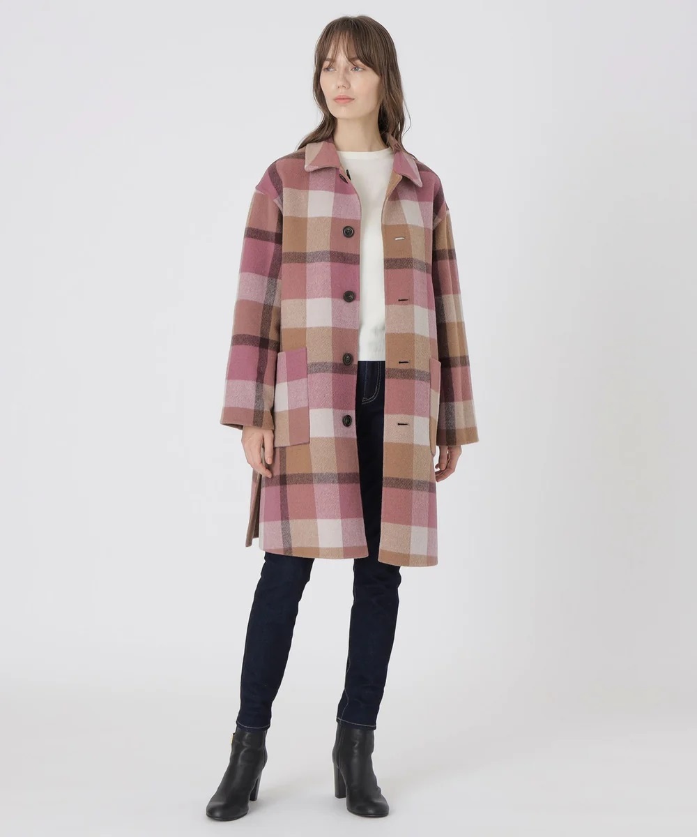 ■■202406即決■ ブルーレーベルクレストブリッジ 新品ベージュ クレストブリッジチェックダブルフェイスコート 限定商品拍卖