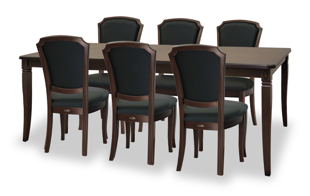 TOKAI KAGU/東海家具工業 VENEZIA ベネチア DT180 ダイニング7点セット(チェアL6タイプ) PBK(ブラック)メーカー直送商品 設置込拍卖