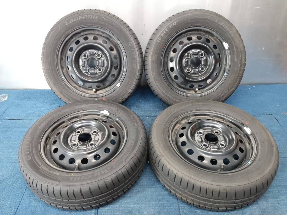 ★8-8.5分山★21年製★ Laufenn G FIT EQ+ 155/65R13 スチールホイール 13×4J 4H-100 4本セット 軽自動車等 E1102拍卖