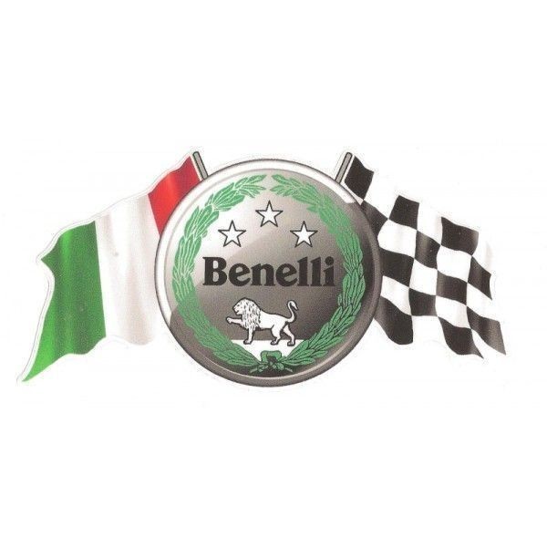 海外 限定品 送料込み ベネリ イタリア チェッカーフラッグ BENELLI 75mm ステッカー拍卖