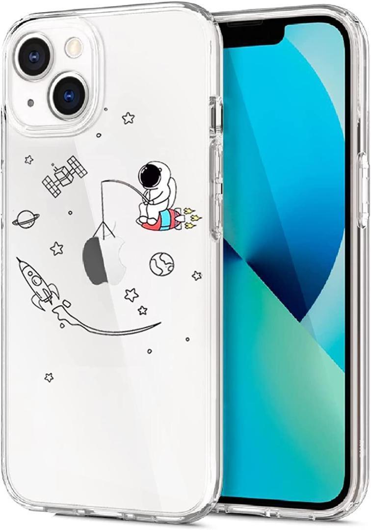 Kunyehdo スマホケース iPhone 14 ケース カバー 対応 iPhoneケース 可い 宇宙飛行士 ソフトケース(iPhone14,透明 )拍卖