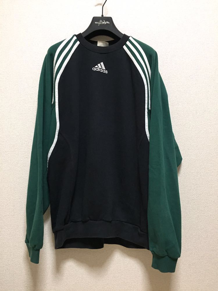 90's adidas アディダス トレーナー スウェット 緑黒 EURO Vintage ヴィンテージ拍卖