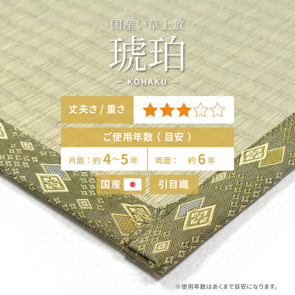 い草 純国産上敷き 江戸間4.5畳 引目織 琥珀 こはく拍卖