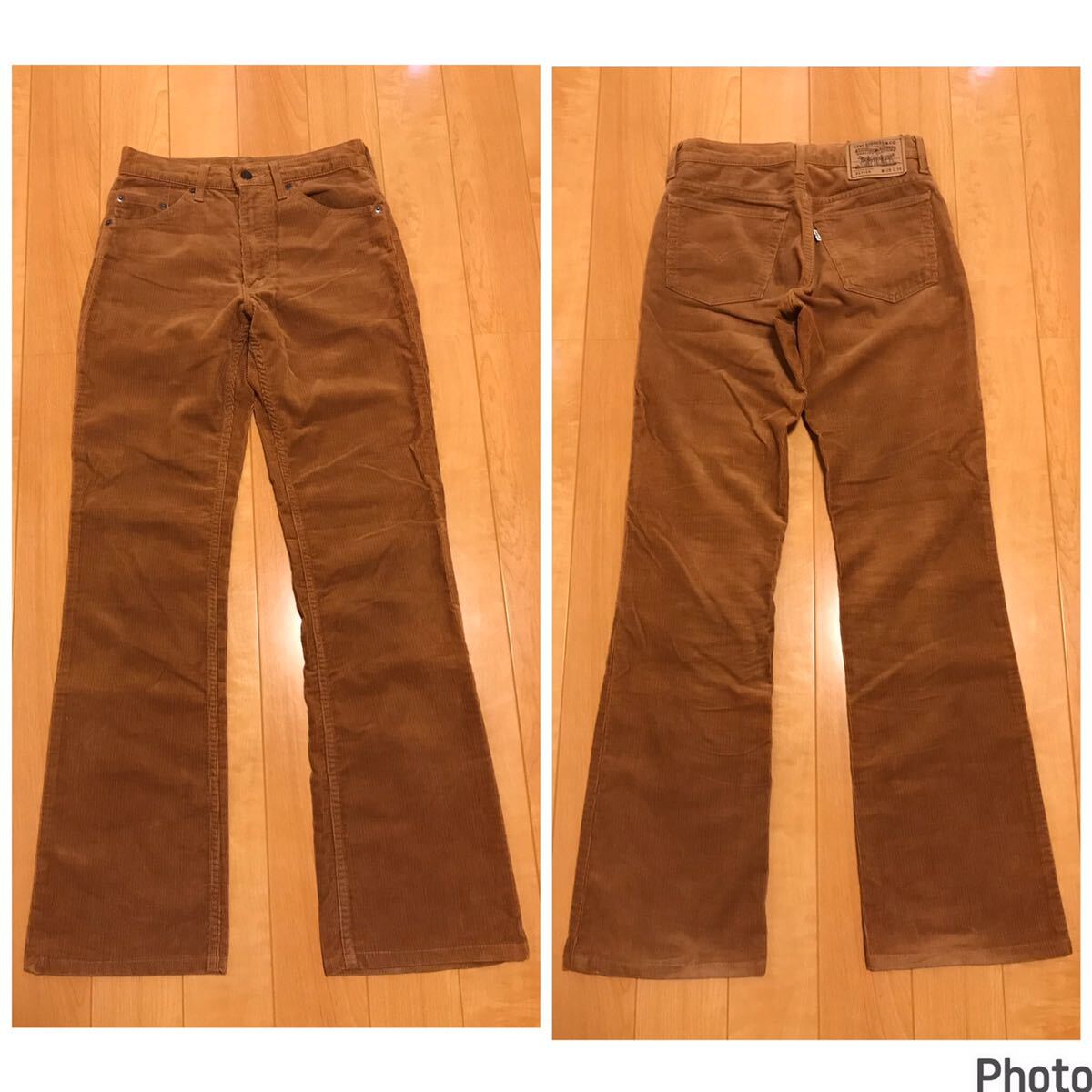 当時物.良品☆廃番!リーバイス 517・W28.股下長め!コーデュロイブーツカットパンツ ビンテージ復刻白タブ 希少95年製 茶色 /フレア極東拍卖