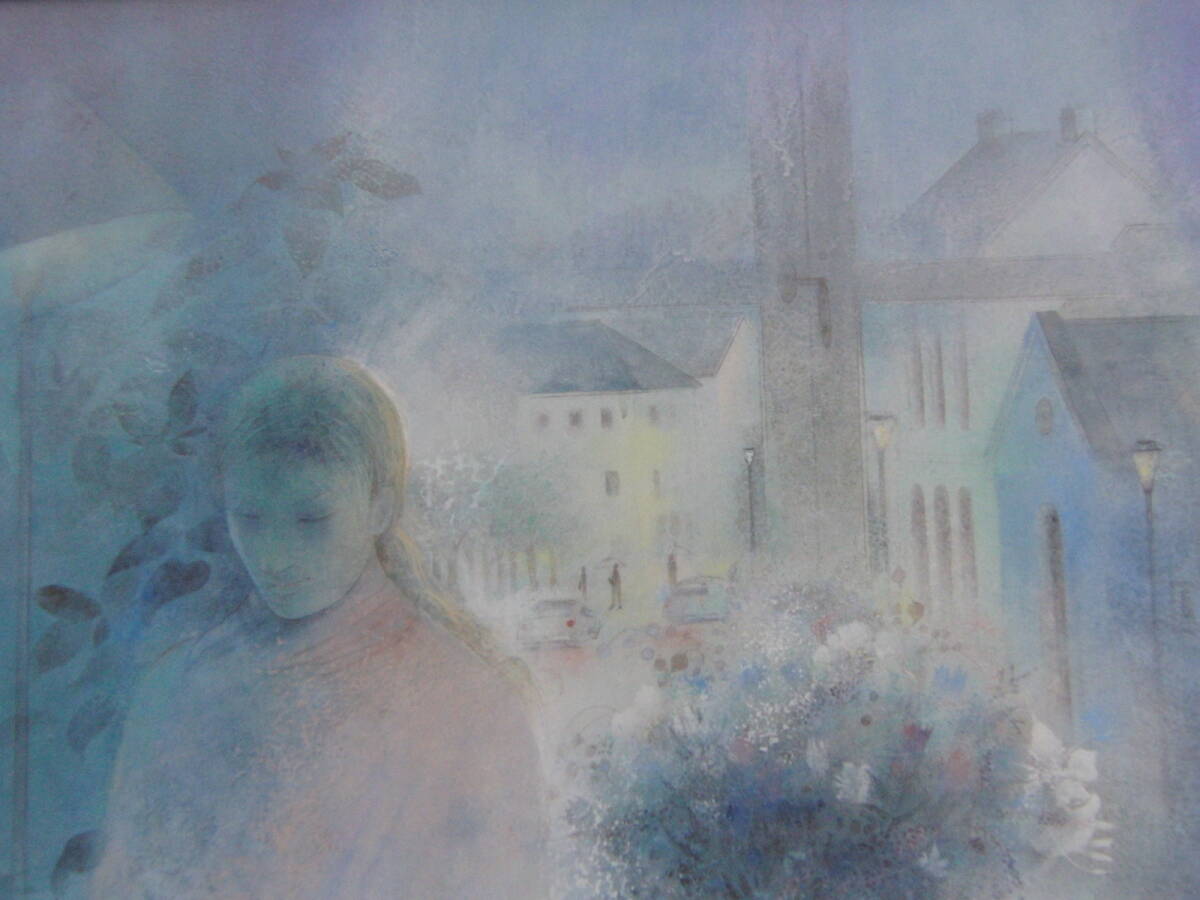 福井爽人、「雨影」、希少画集・額装画、日本製・新品額縁にて額装致します、状態良好、日本人画家拍卖