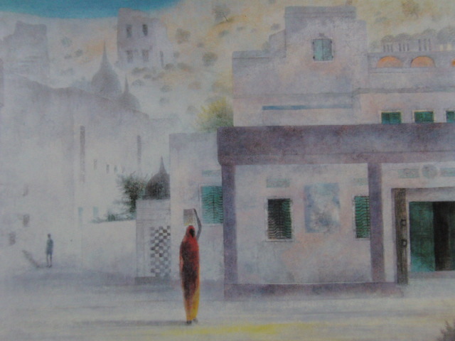 福井爽人、「城下」、希少画集・額装画、日本製・新品額縁にて額装致します、状態良好、日本人画家拍卖