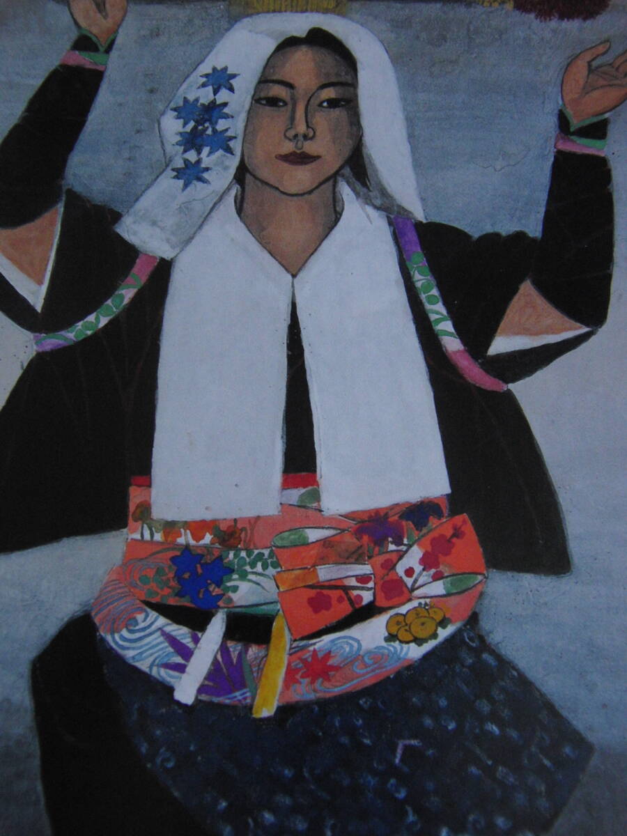 長谷川青澄、「朝 霧 大原女」、希少画集・額装画、日本製・新品額縁にて額装致します、状態良好、日本人画家拍卖