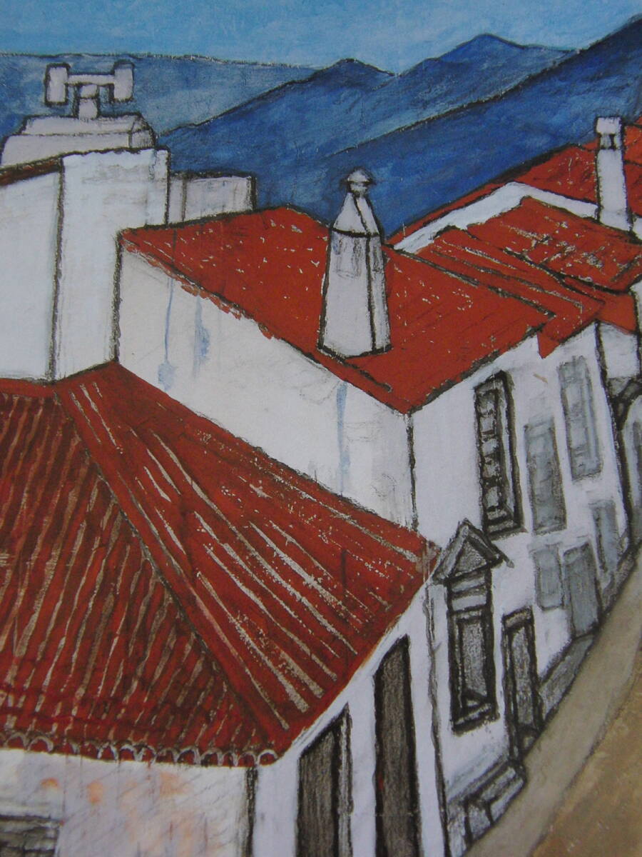 岩壁冨士夫、「モンサラーシ」、希少画集・額装画、日本製・新品額縁にて額装致します、状態良好、日本人画家拍卖