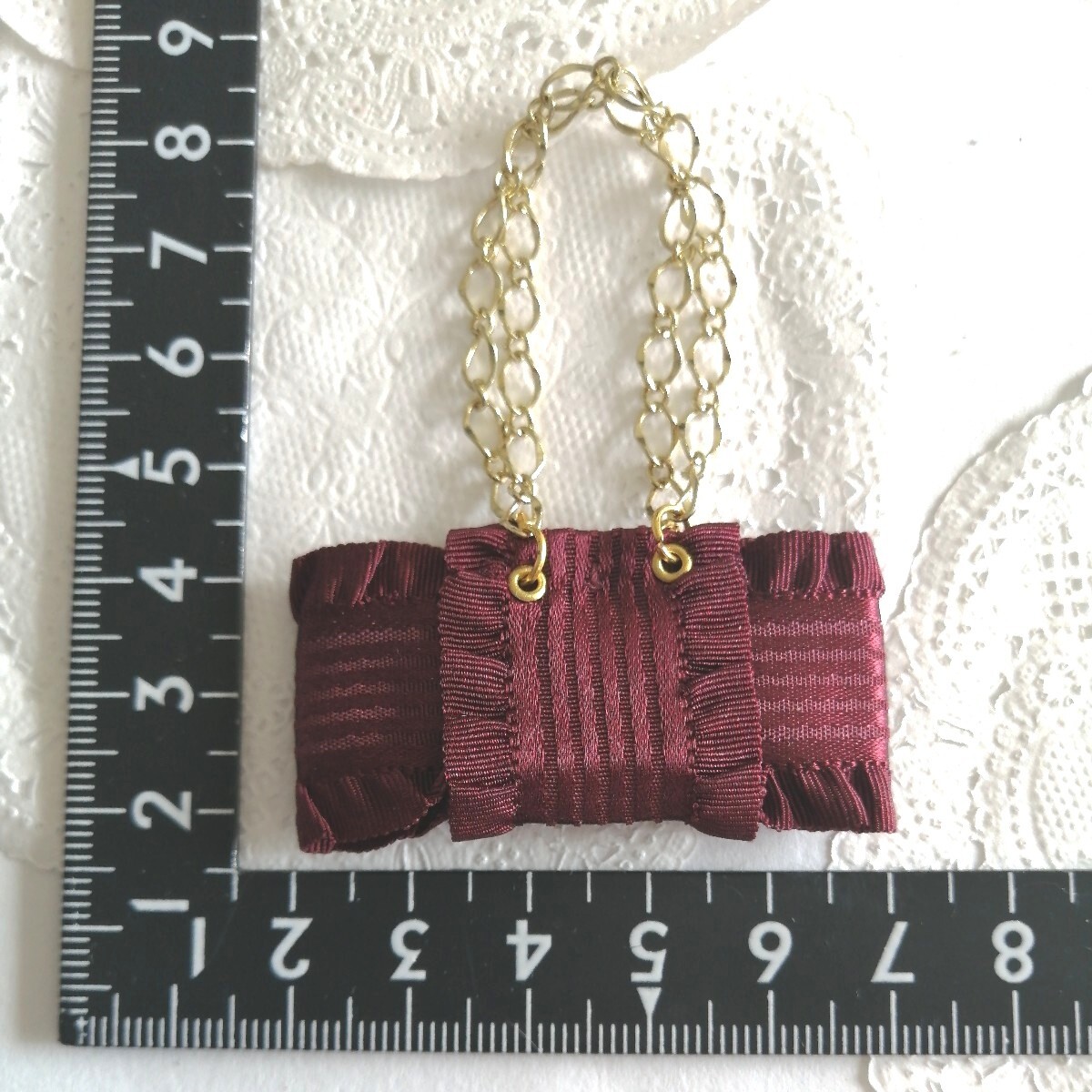 tia* ドール用 チェーン バッグ リボン型 ボルドー momoko バービー TBleague ピュアニーモ リカちゃん ブライス タミーちゃん 1/6ドール拍卖