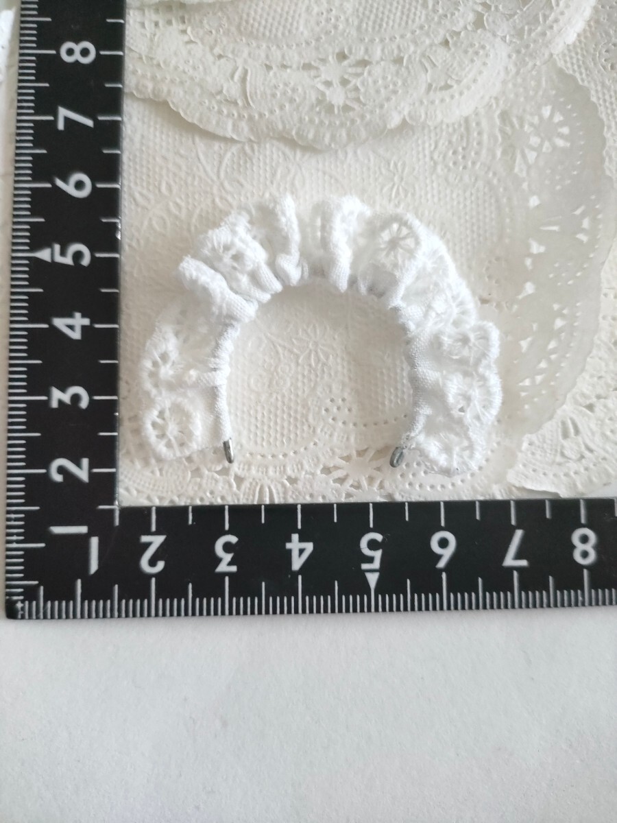 tia バービー momoko オビツ27 ヘッド サイズ B 白 ホワイト フリル レース カチューシャ ドール用 ヘアアクセサリー メイドさん拍卖