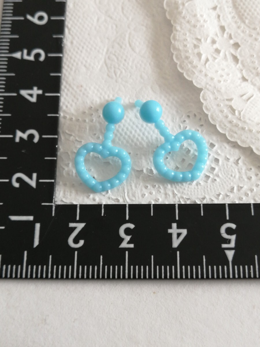 4r626 ドール用 ジェニー リカちゃん ハッシュタグリカちゃん ピアス イヤリング ハート 水色拍卖