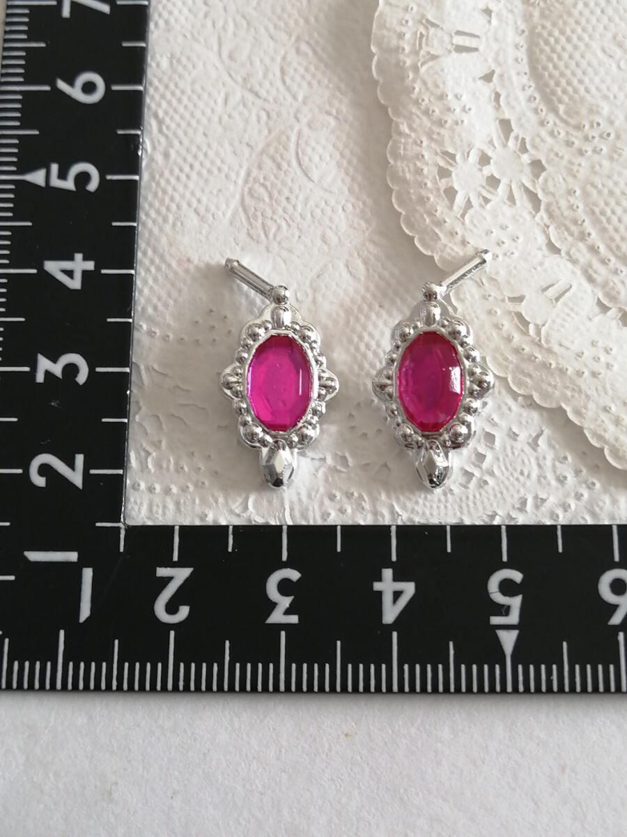 4r626 ドール用 リカちゃん 銀×ピンク プリンセス ジェニー ハッシュタグリカちゃん ピアス イヤリング プリンセス拍卖