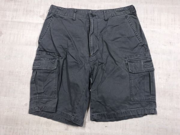 ユニクロ UNIQLO オーセンティック アメカジ サーフ USED加工 ショート ハーフ カーゴパンツ ボトムス メンズ L 紺拍卖