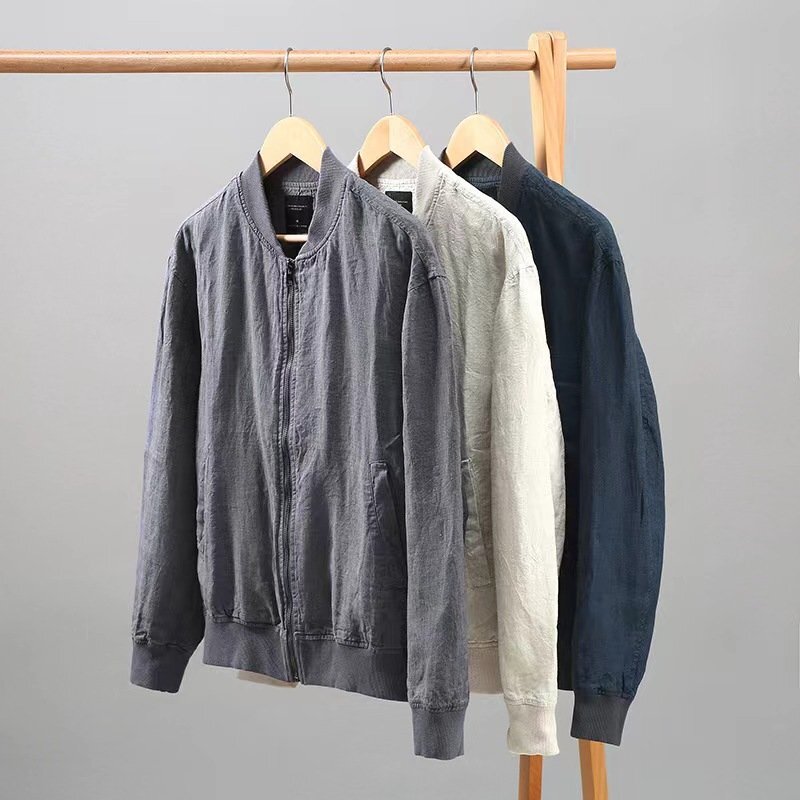 LRM1549★新品3色フライトジャケット リネンジャケット スタジャン 春秋服 野球服 カジュアル ジャケット アウター ブルゾン ベージュ拍卖