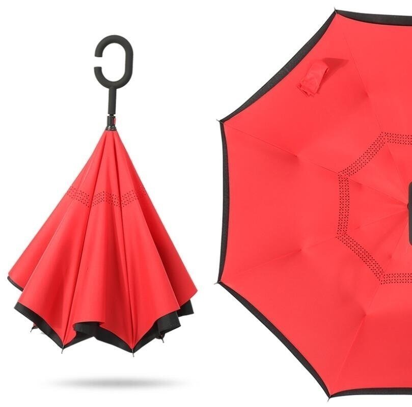 傘 逆さ傘 C型持ち手 長傘 雨傘 日傘 メンズ レディース 逆折り傘 遮光 遮熱 逆向き長傘 逆さま傘 UVカット 男女兼用 晴雨兼用K0424拍卖