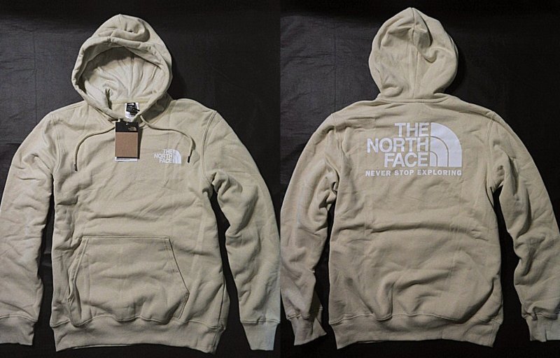 本物正規◆ノースフェイス◆スウェットパーカー THROWBACK NSE■S■GRAVEL ベージュ■新品/アメリカ限定/3X4/裏起毛拍卖