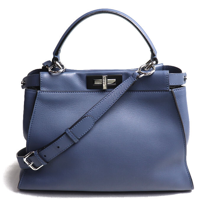 FENDI フェンディ ピーカブー レギュラー 2Wayショルダーバッグ ブルー 8BN290 レディース 中古拍卖