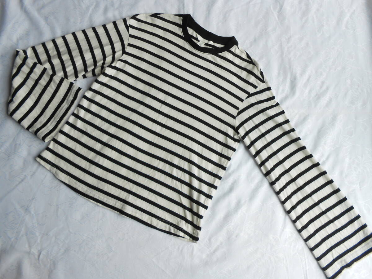 H&M   長袖Tシャツ 白x黒ボーダー XSサイズ(155/80A)拍卖
