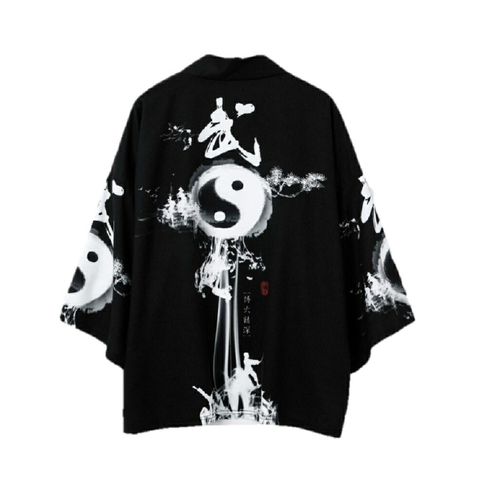 法被 武 ブラック 夏祭り 夏恋 寺 韓国ファッション 神社 羽織り 半纏 はんてん ハッピ 長半纏 半天 袢天 半被 お祭り衣装 雅拍卖