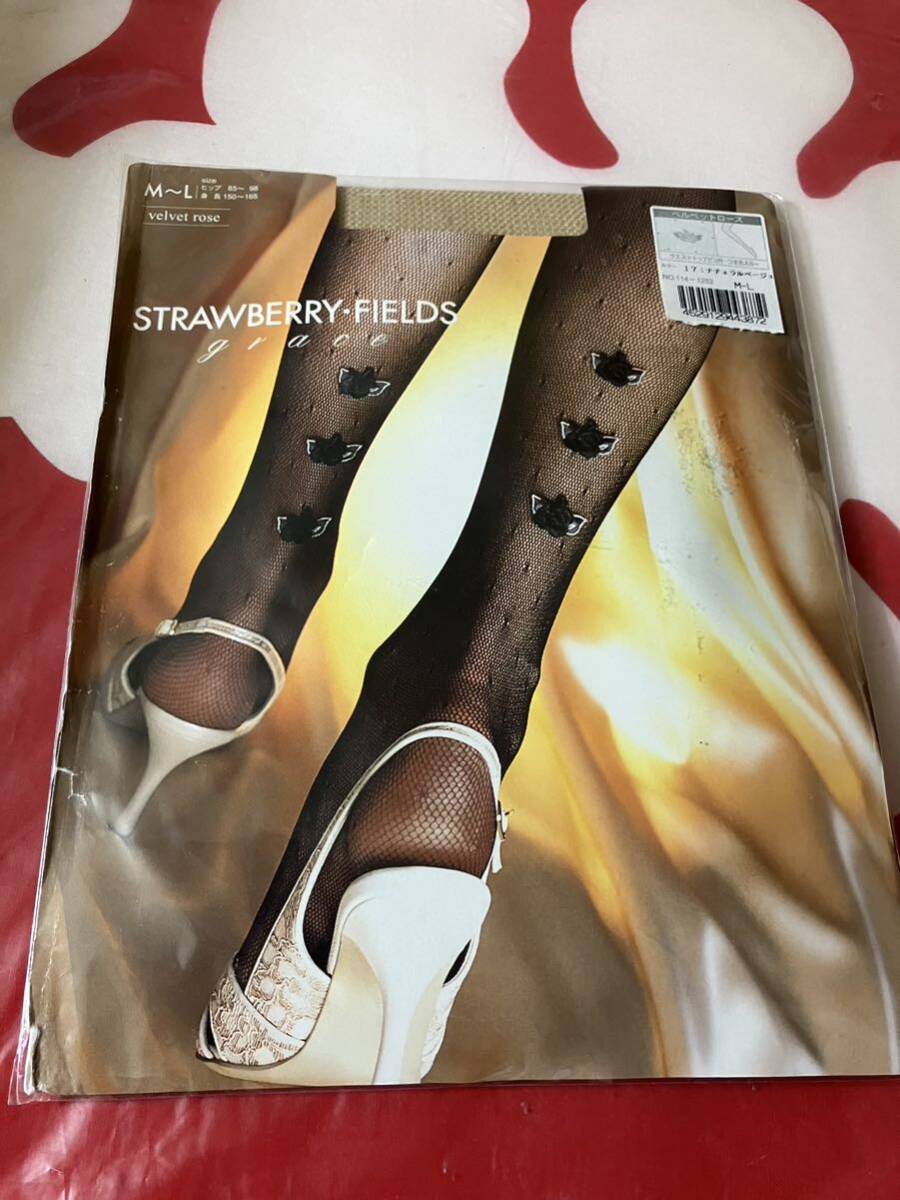 ナイガイ strawberry-fields grace ベルベットローズ ナチュラルベージュ 網 編み バラ パンティストッキング タイツ velvet rose拍卖