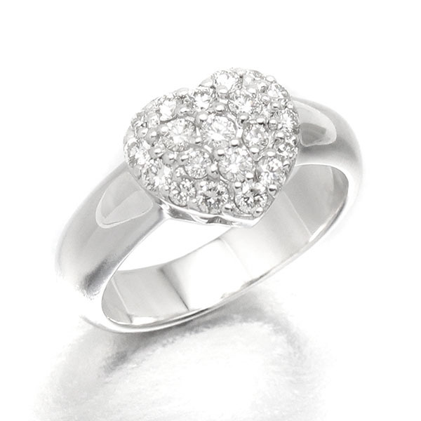 ポンテヴェキオ Ponte Vecchio ハートモチーフ ダイヤモンド K18WG リング 11号 D0.50ct ホワイトゴールド750 指輪拍卖