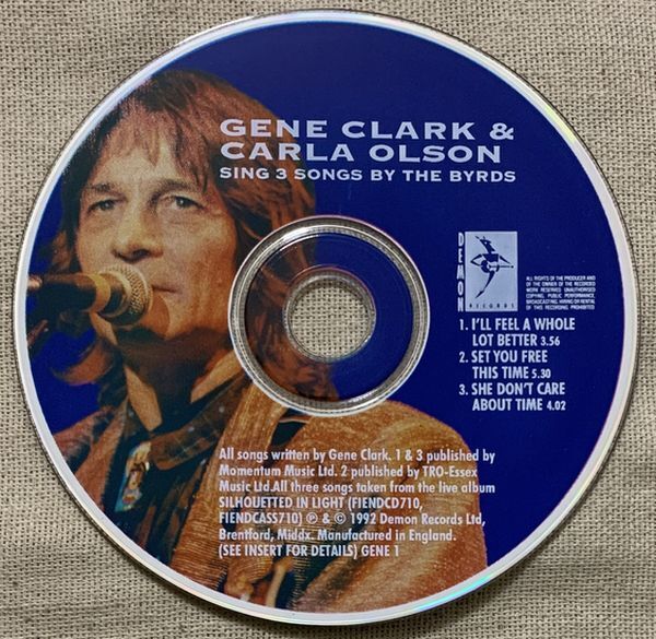 3曲入CD Gene Clark & Carla Olson Sing 3 Songs By The Byrds GENE1 ジーン・クラーク カーラ・オルソン ピクチャーCD拍卖