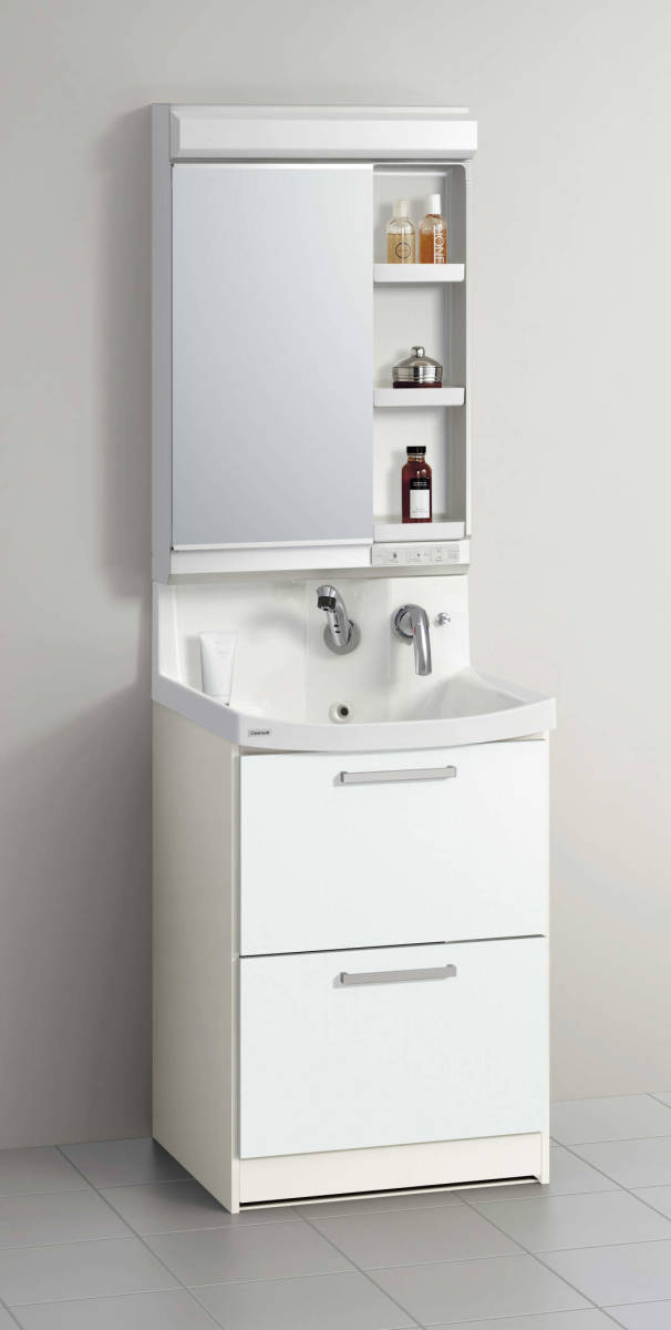 26 洗面化粧台◆ クリナップ ◆ファンシオW600(オールスライド・1面鏡LEDくもり止めヒーター付き) 拍卖