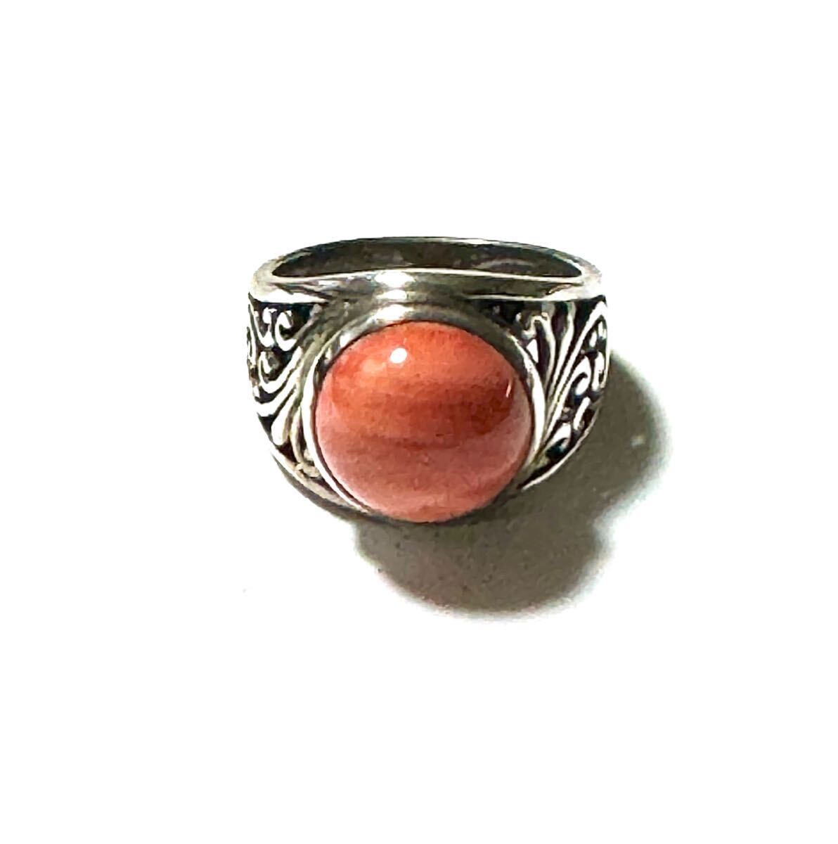 珊瑚リング コーラル シルバー925 SILVER 指輪 925刻印 拍卖
