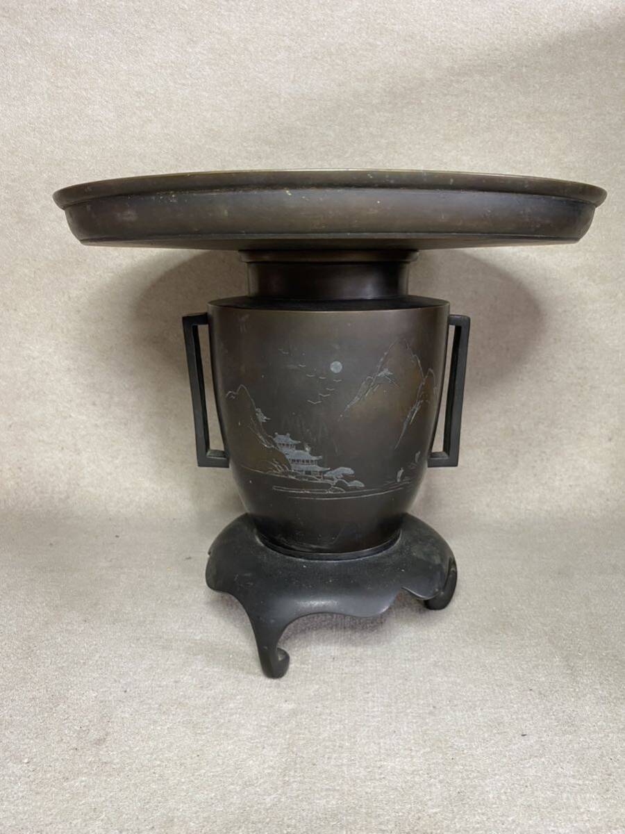 ☆ 昭和レトロ 薄端 花瓶 華道具 花生 三足 花器 古道具 古民具 アンティーク ディスプレイ コレクション ☆拍卖