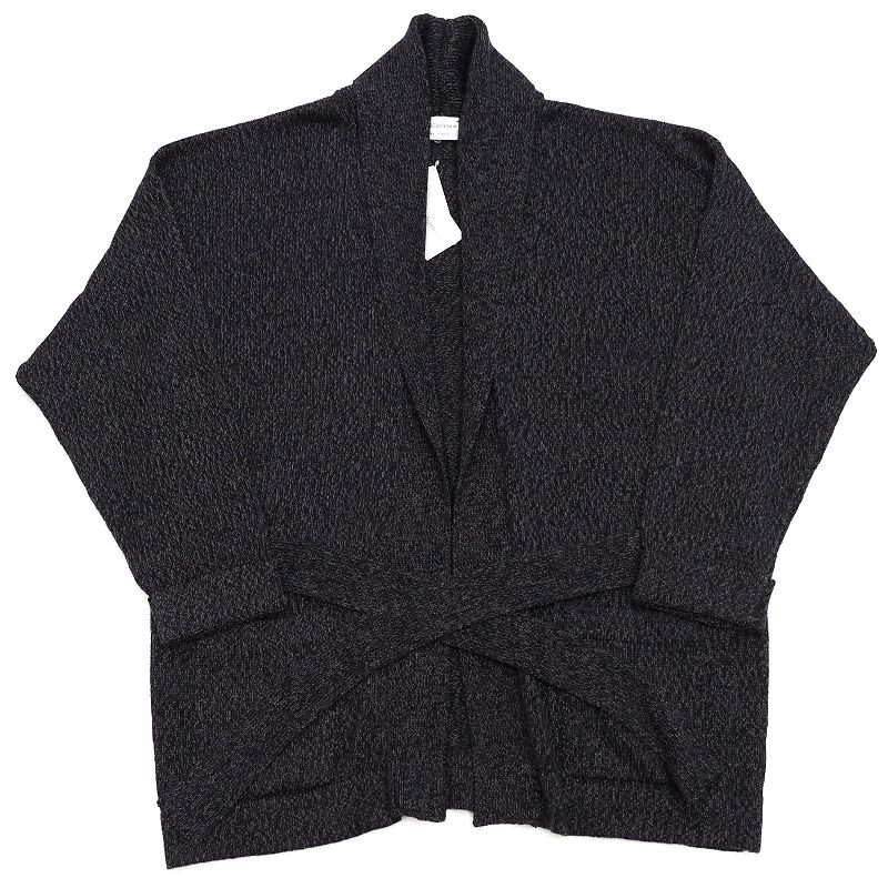 E05341 新品 Settefili Cashmere/リネンコットン ショールカラー ニットカーディガン【サイズ:46/XS】ベージュブラウン/ネイビー 拍卖