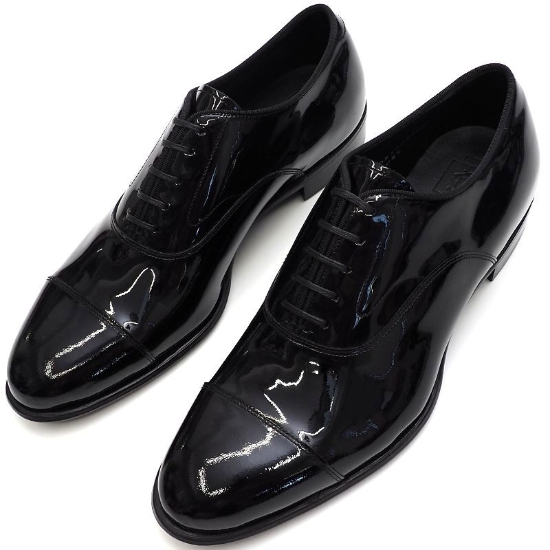 F05137 未使用品 三陽山長/友二郎 パテントストレートチップ【サイズ:7(25cm)】ブラック 定価80300円 レザーシューズ SANYO拍卖