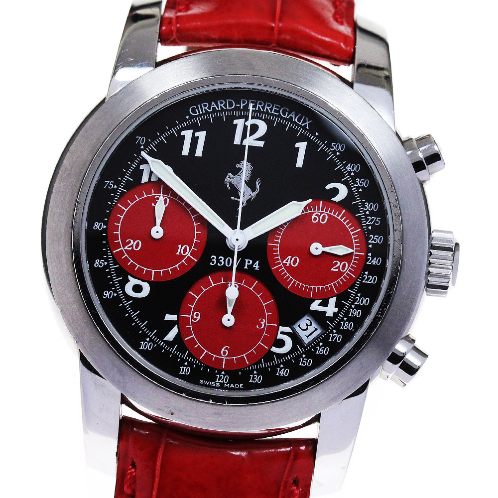 ジラール・ペルゴ GIRARD PERREGAUX 8028 フェラーリ クロノグラフ 自動巻き メンズ 保証書付き_817475拍卖