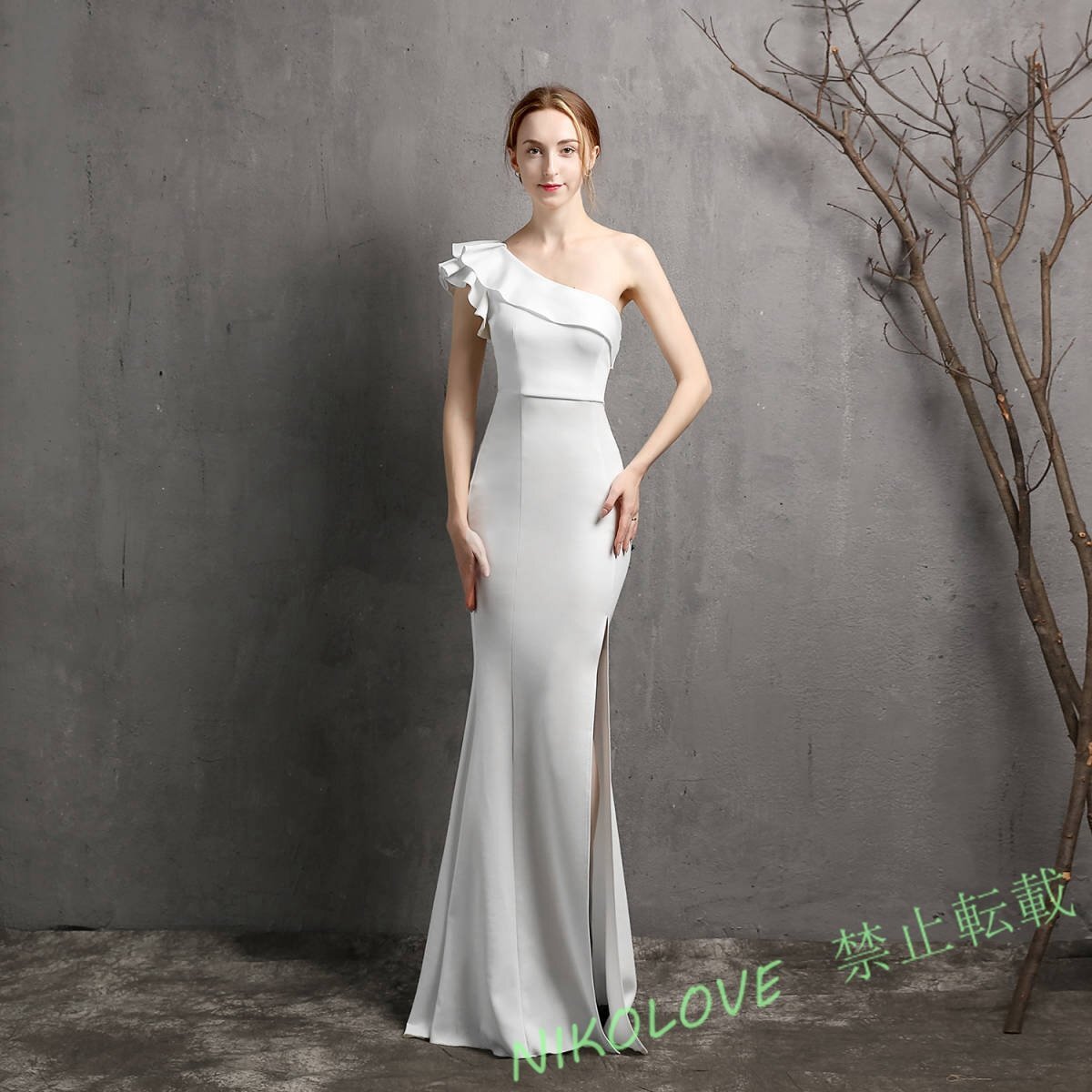 新品ロングドレス キャバドレス セクシー ドレス キャバ嬢 結婚式 パーティー ロング 高級 衣装 スリット マーメイド ホワイト LC769拍卖