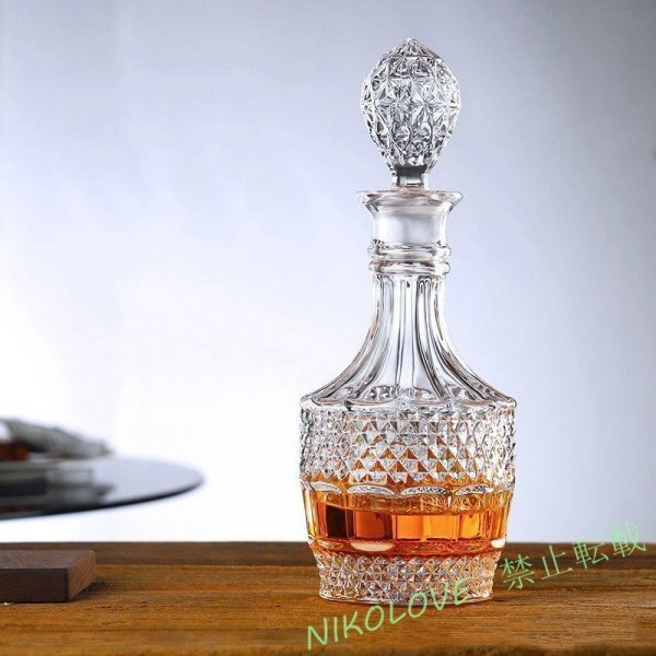 新品 750ml ウイスキーデカンタ 酒デキャンタ ヴィンテージ風 ワイン 鉛フリー デカンタ ガラスデカンタ クリスタルデカンタ LB892拍卖